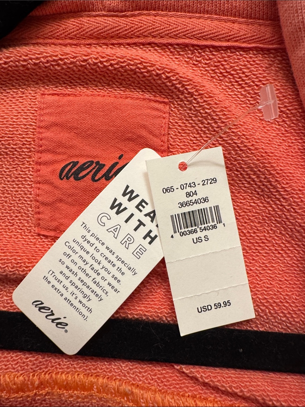 aerie Coral Zip-Up Hooded Sweatshirt - Picture 6 of 7